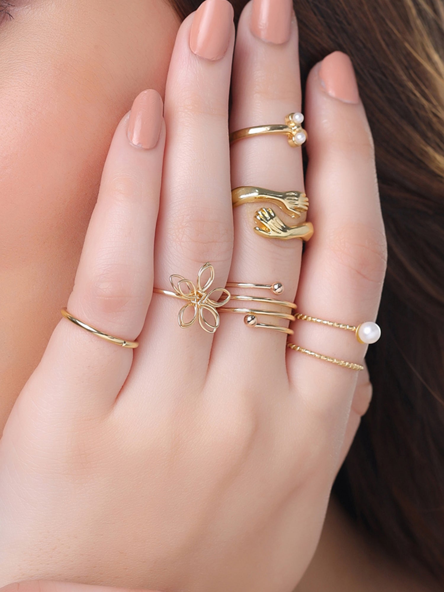 Yellow Chimes Aesthetic Rings For Women | Fashion Golden Ring Set | Co –  YellowChimes